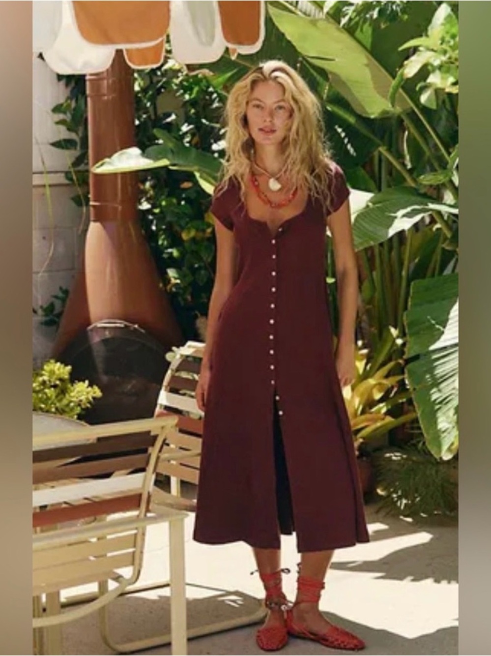 Free People FP Beach Magnolia Midi Ribbed Dress - Picture 2 of 8